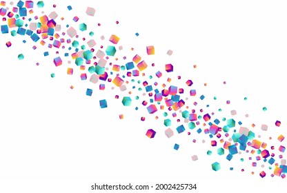 Rainbow Rhombus Vector White Background. Iridescent Graphic Cube Image. Business Element Pattern. Holographic Box 3d Paper.
