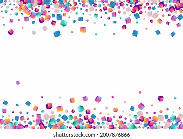 Rainbow Rhombus Vector White Background. Multicolored Geometric Polygon Brochure. Perspective Element Pattern. Gradient Box Metal Paper.