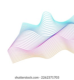 Rainbow Ribbon Background White Vector. Creative Poster. Colorful Contour Lattice. Soundwave Spiritual Backdrop. Multicolored Infinity Curve.
