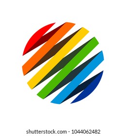 Rainbow Ribbon Circular Shape Symbol Logo Design