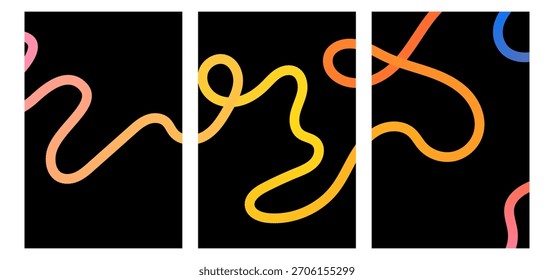 Fondo de degradado de cinta de arco iris. Golpes abstractos brillantes del doodle con el color fluido y las ondas juguetonas