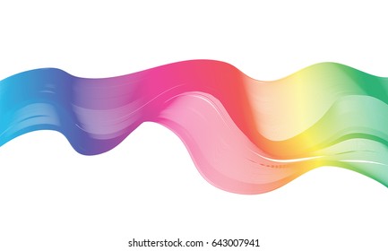 Rainbow ribbon line effect background with space.