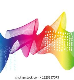 Rainbow ribbon wave isolated -  Vector Illustration .
Abstract backgrond with hand drawn textures.