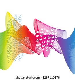 Rainbow ribbon wave isolated -  Vector Illustration .
Abstract backgrond with hand drawn textures.