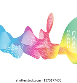 Rainbow ribbon wave isolated -  Vector Illustration .
Abstract backgrond with hand drawn textures.