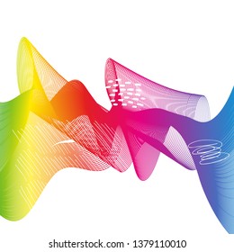 Rainbow ribbon wave isolated -  Vector Illustration .
Abstract backgrond with hand drawn textures.