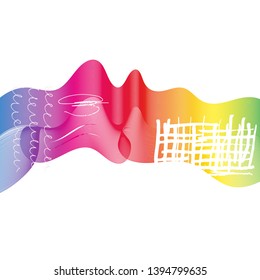Rainbow ribbon wave isolated -  Vector Illustration .
Abstract backgrond with hand drawn textures.