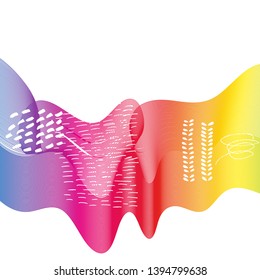 Rainbow ribbon wave isolated -  Vector Illustration .
Abstract backgrond with hand drawn textures.