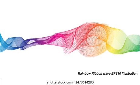 Rainbow Ribbon wave on white background. Vector illustration.