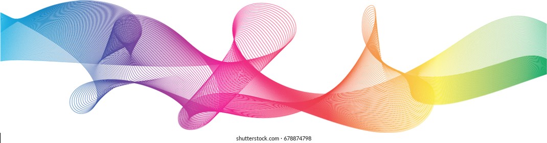 Rainbow ribbon wave on white background.Vector illustration.