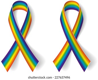 Rainbow Ribbons. Isolated on white with transparent shadow. Smartly layered and grouped.
