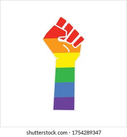 Rainbow rising hand For Pride month vector design