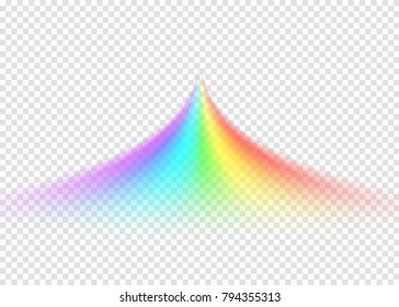 Rainbow road isolated on light transparent background. Realistic rain arch. Vector illustration