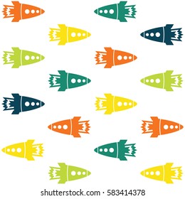 The rainbow rocket pattern on the white background
