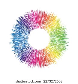 Rainbow rough lines frame background. Vector illustration.