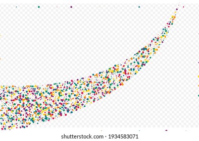 Rainbow Round Festival Transparent Background. Christmas Dust Pattern. Carnival Confetti Banner. Color Circle FallingFestive Design.