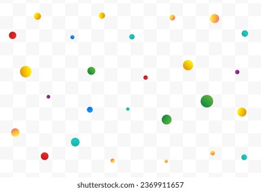 Rainbow Round Festive Vector Transparent Background. Celebration Dust Texture. Christmas Dot Postcard. Falling Confetti Flying Banner.