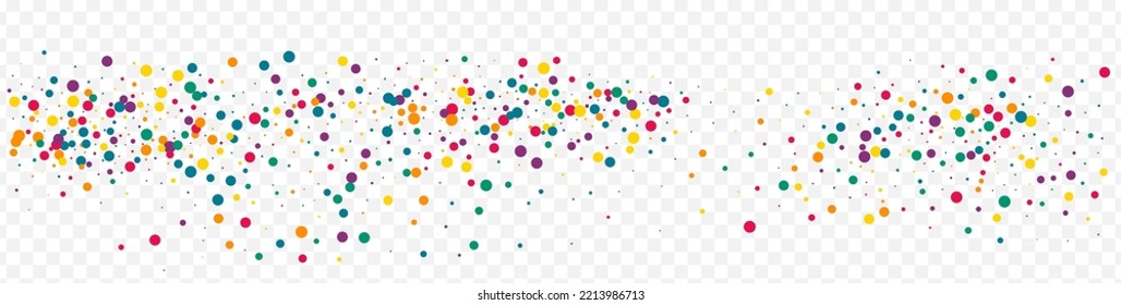 Rainbow Round Happy Transparent Background. Flying Circle Texture. Christmas Polka Background. White Shine Invitation Pattern.