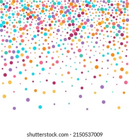Rainbow Round Happy Vector White Background. Celebrate Rain Banner. Carnaval Confetti Background. Bright Polka Top Invitation.