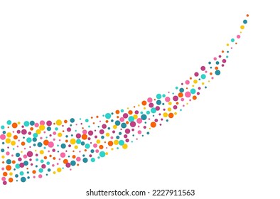 Rainbow Round Happy Vector White Background. Invitation Polka Texture. Celebrate Rain Design. Bright Dot Fun Backdrop.