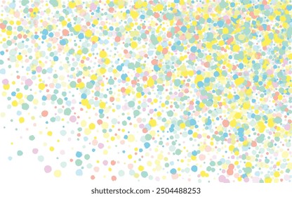 Rainbow Round Happy White Background. Festival Dust Texture. Top Rain Invitation. Green Polka Christmas Banner.