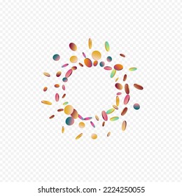 Rainbow Round Independence Transparent Background. Multicolored Decoration Dust Texture. Vector Backdrop. Magic Celebration Illustration.