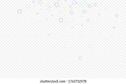 Rainbow Round Sphere Effect Transparent Background. Realistic Soap Bubble Backdrop. White Isolated Soapy Banner.