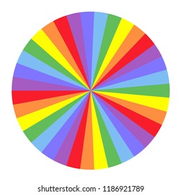 Rainbow round spiral circle background for sticker, pin, greeting card, poster, patch, t-shirt prints