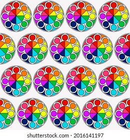 Rainbow rounded ornament. Vector colorful circle.