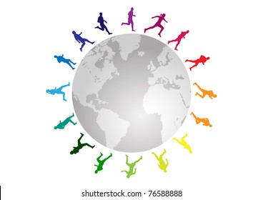 rainbow running around the world