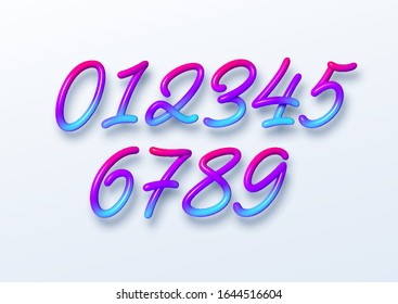 Rainbow Sale lettering numbers in 3d style. Numbers with liquid effect of a color gradient in volumetric style. Isolated numbers on a white background. Vector illustration EPS10