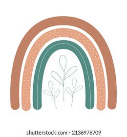 Rainbow in Scandinavian style. Vector graphics.
Geometric figures. Minimalism, modern, bohemian, simple. Boho design. Design elements. Decor. Contemporary art. Leaves, twigs, botany. 