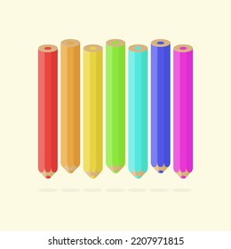 Rainbow School, Colored Pencil Vector, Drawing With Pencil Material.