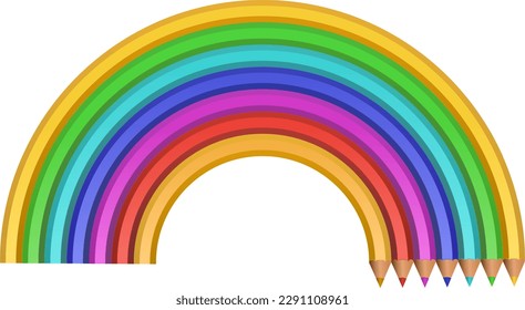 Rainbow of schoolboy colored pencils (cut out)