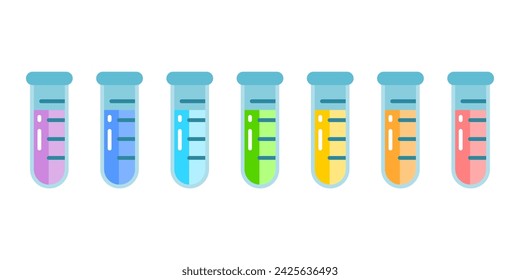 Rainbow science test tube lab water chemical icon flat vector design