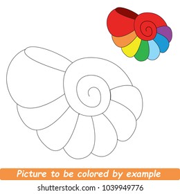 Rainbow Seahell Beautiful To Be Colored, The Coloring Book For Preschool Kids With Simple Educational Gaming Level.