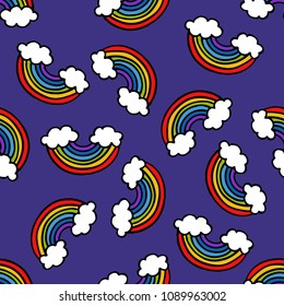 Rainbow Seamless Doodle Pattern