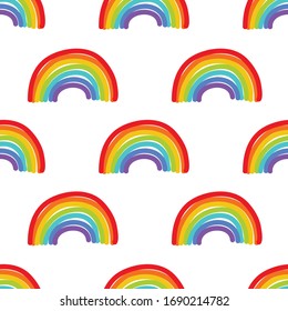 rainbow seamless doodle pattern, vector illustration