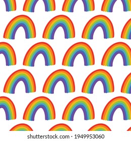 rainbow seamless doodle pattern, vector illustration