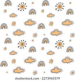 Rainbow seamless hand drawn pattern