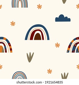 Rainbow seamless pattern background. Rainbow fabric textile print for baby closes, nursery wallpaper, kid shop wrapping paper etc