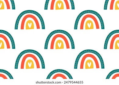 Rainbow seamless pattern background. Scandinavian rainbow seamless pattern background illustration. Wrapping paper rainbow seamless pattern background