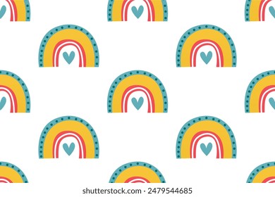 Rainbow seamless pattern background. Scandinavian rainbow seamless pattern background illustration. Wrapping paper rainbow seamless pattern background