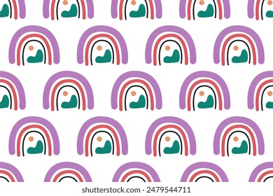Rainbow seamless pattern background. Scandinavian rainbow seamless pattern background illustration. Wrapping paper rainbow seamless pattern background