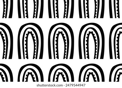 Fondo de patrón sin costura de arco iris. Ilustración de fondo de patrón sin fisuras del arco iris escandinavo. Papel de embalaje arco iris sin patrón de fondo