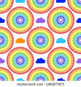  Arcoiris. Patrón sin problemas. Dibujo infantil lindo. Ilustración vectorial para diseño web o impresión.