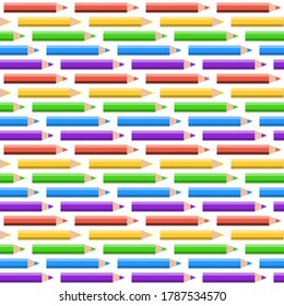 Rainbow seamless pattern with colored pencils