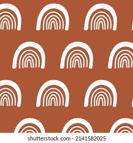 Rainbow seamless pattern in earth tones. Cute illustration for background,wallpaper,frabic. Trendy vector design
