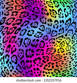 Rainbow seamless pattern of jaguar skin. Twisted pattern. Vector