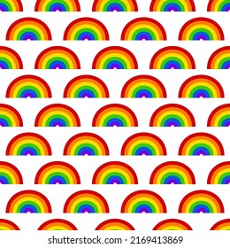 Rainbow seamless pattern. LGBT pride month background.  Vector template for wrapping paper, wallpaper, fabric, etc.